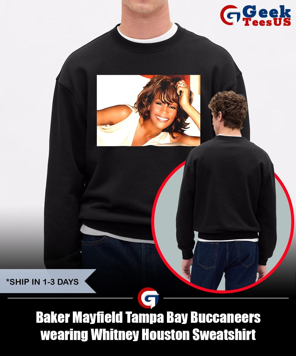 Baker Mayfield Tampa Bay Buccaneers wearing Whitney Houston shirt
