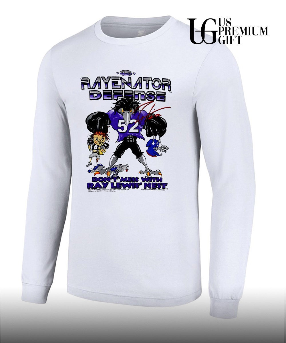Baltimore Ravens Ray Lewis Rayenator Defense caricature signature shirt