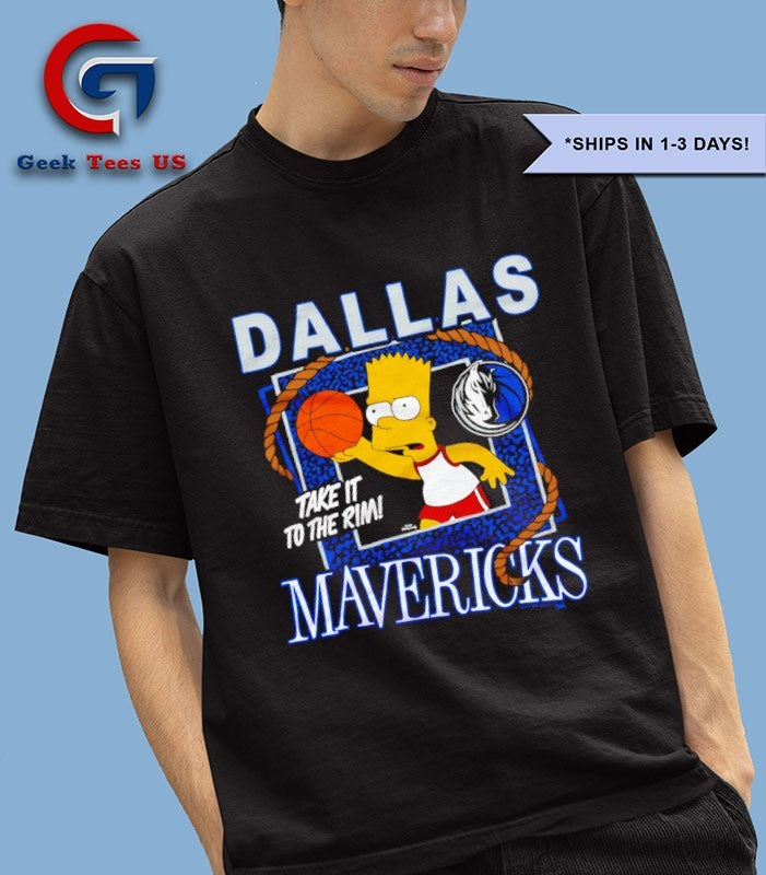 Bart Simpsons Dallas Mavericks NBA take it to the rim cartoon shirt