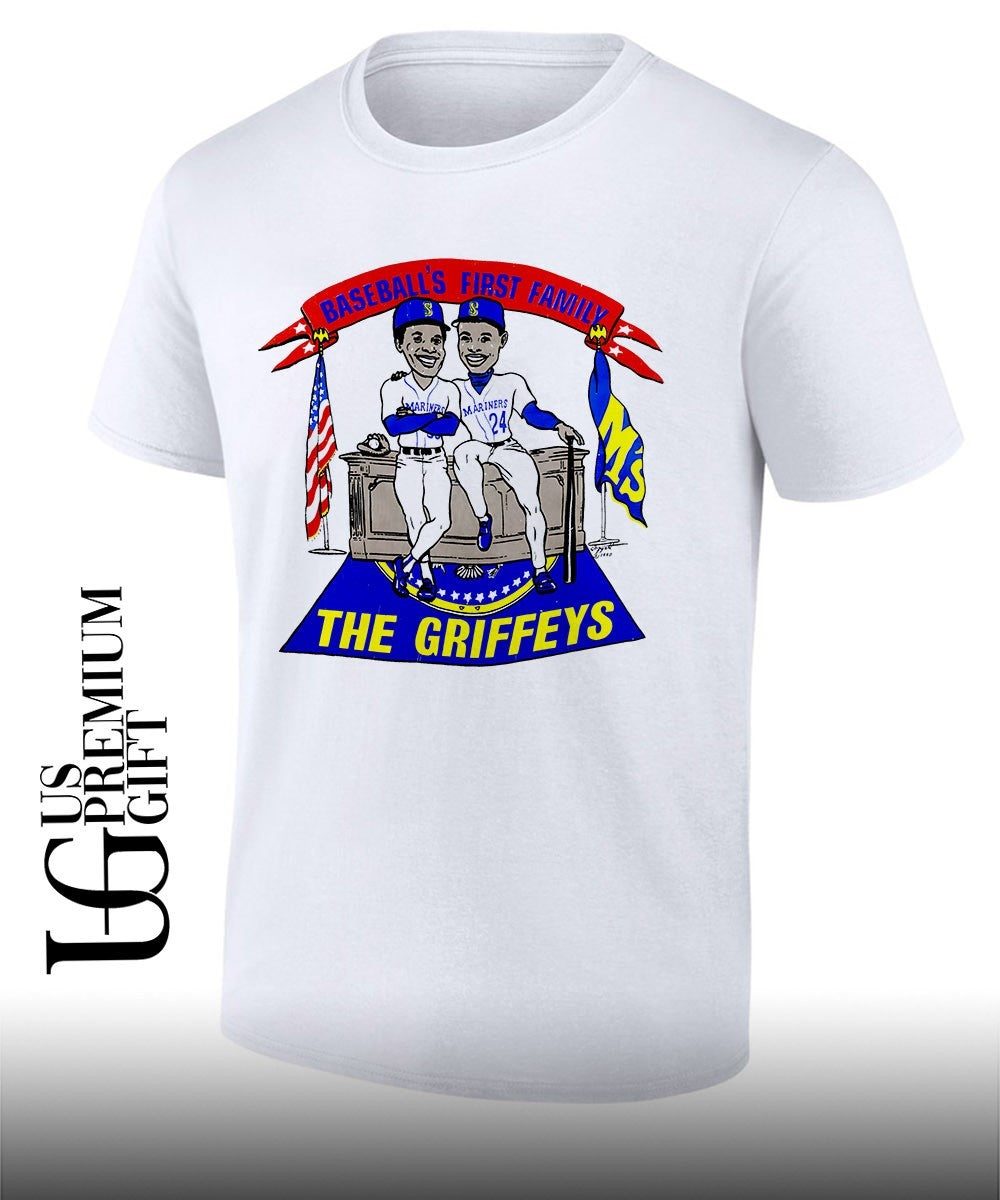 Baseball’s First Family The Griffey’s Seattle Mariners caricature signature shirt