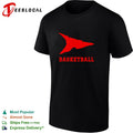 Basketball arrowhead flame shape logo lettering shirt