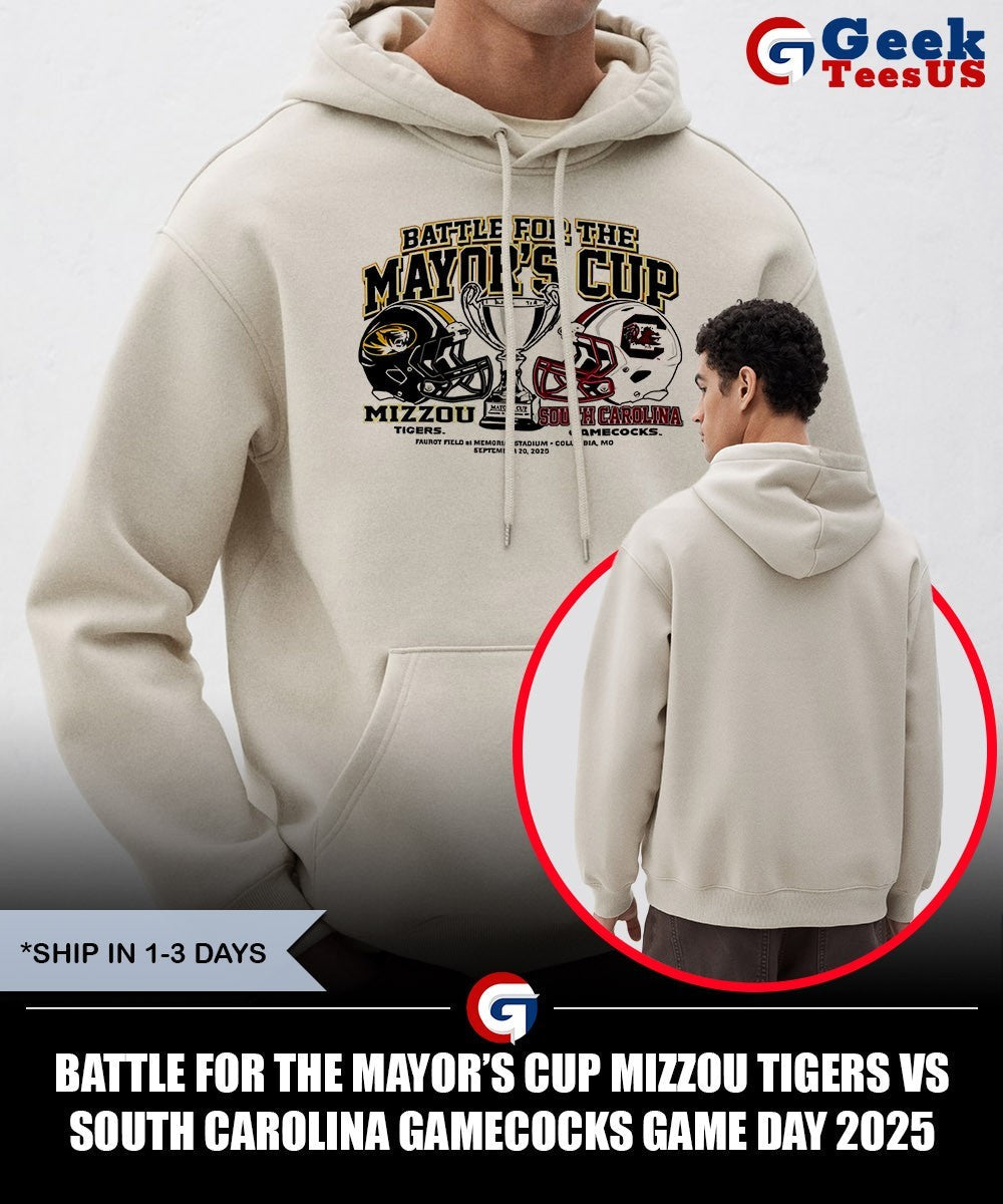 Battle for the Mayor’s Cup Mizzou Tigers vs South Carolina Gamecocks Game Day 2025 helmet shirt