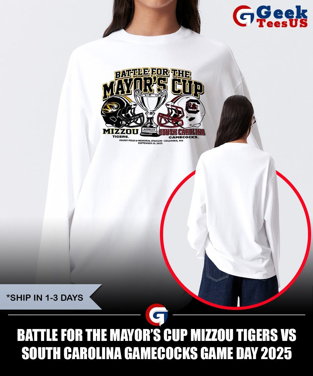 Battle for the Mayor’s Cup Mizzou Tigers vs South Carolina Gamecocks Game Day 2025 helmet shirt