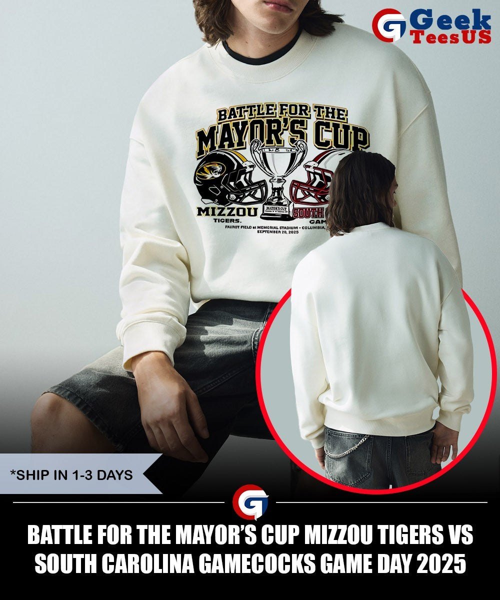 Battle for the Mayor’s Cup Mizzou Tigers vs South Carolina Gamecocks Game Day 2025 helmet shirt