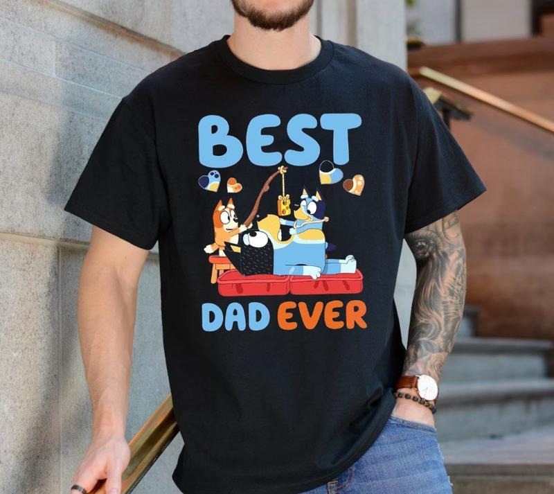 Best Dad Ever Funny Bluey Daddy Vintage Shirt, Bluey Dad Retro Tee, Super Hero Dad Tee, Fathers Day Shirt, Gifts For Him, Unisex T-Shirt, Gifts For Dad Father, Short Sleeve Tee Shirt, Gifts For Birthday Mothers Day Christmas