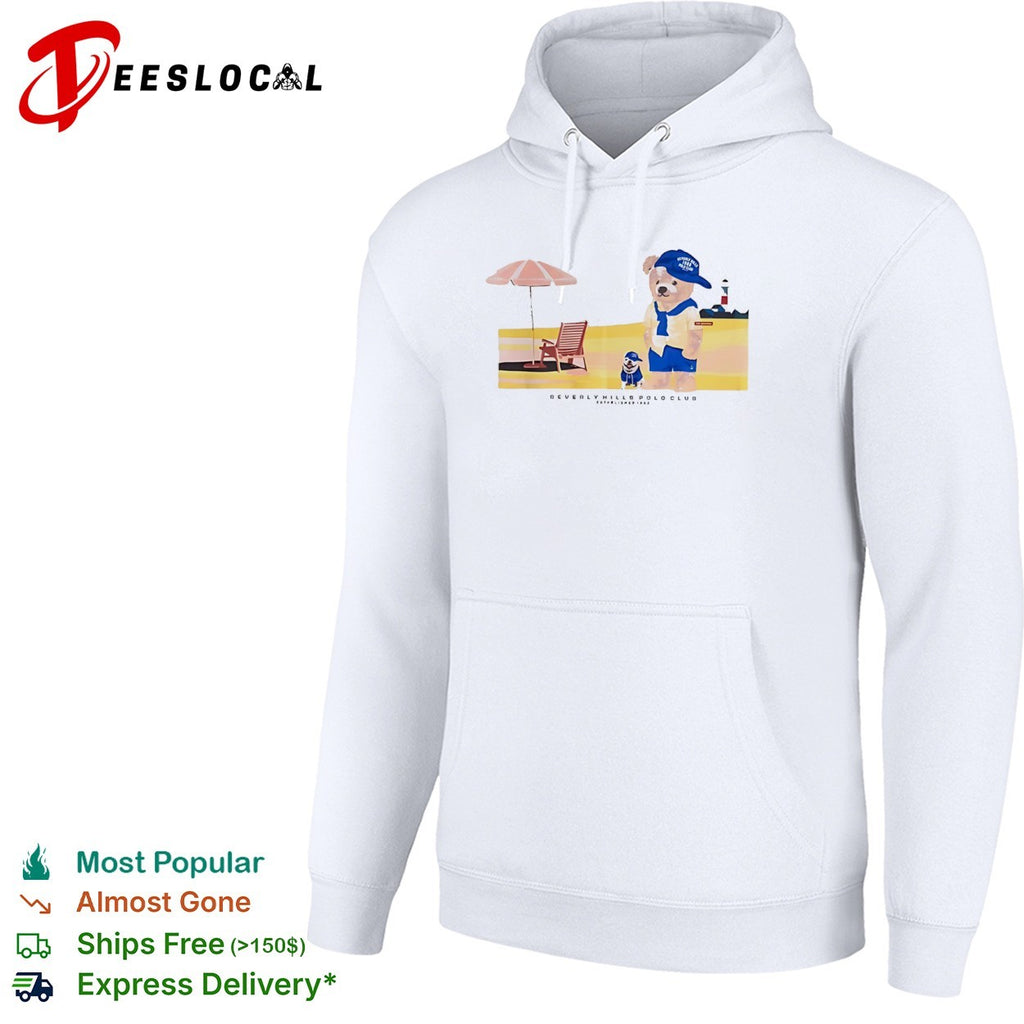 Beverly Hills Polo Club Bear and Dog Beach Scene shirt