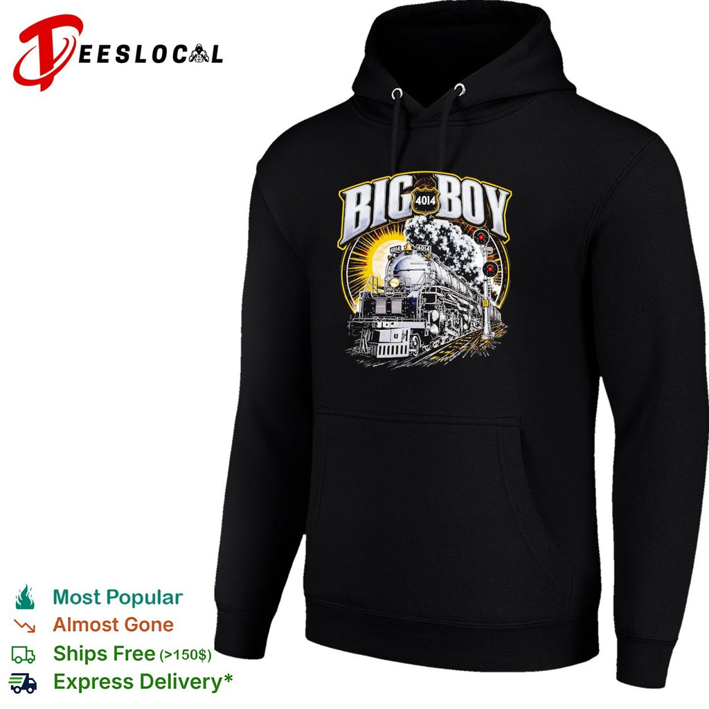 Big Boy 4014 steam locomotive train billowing smoke railway signal lights shirt