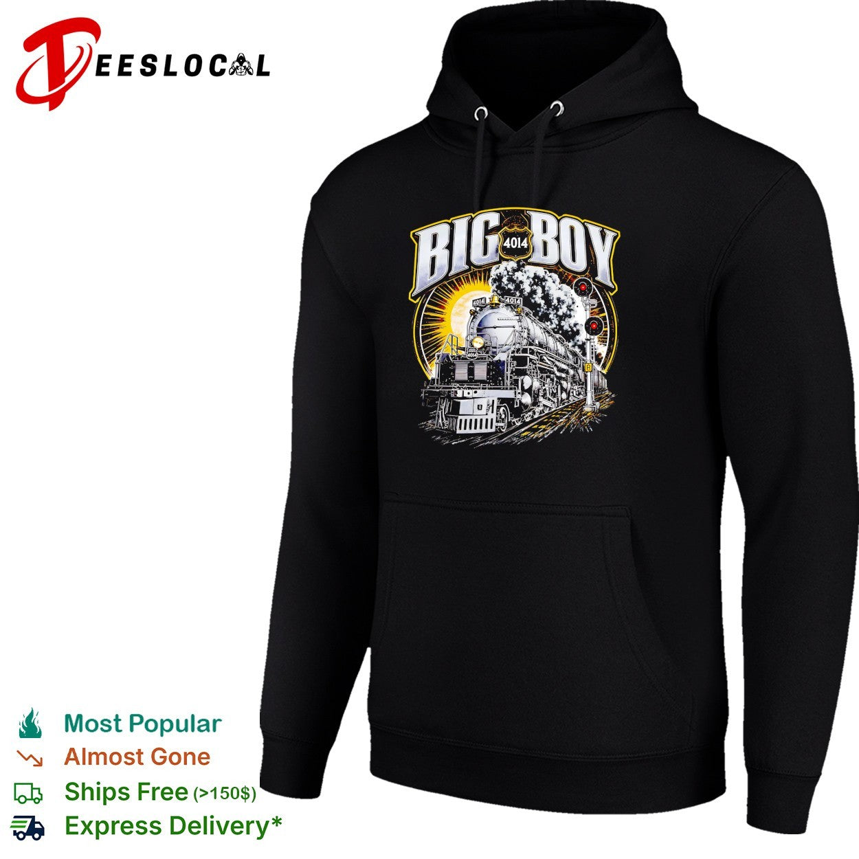 Big Boy 4014 steam locomotive train billowing smoke railway signal lights shirt