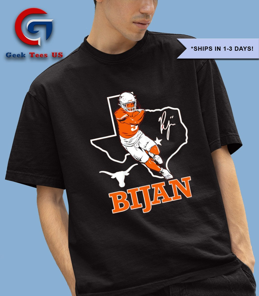Bijan Robinson Texas Longhorns football State Map signature shirt
