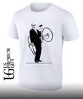 Bill Murray carrying a bicycle in Rushmore shirt
