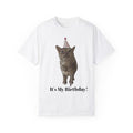 Birthday Cat T-shirt, Fun Pet Apparel, Unique Gift for Cat Lovers, Party Outfit, Unisex T-Shirt Casual Cotton Fabric Man
