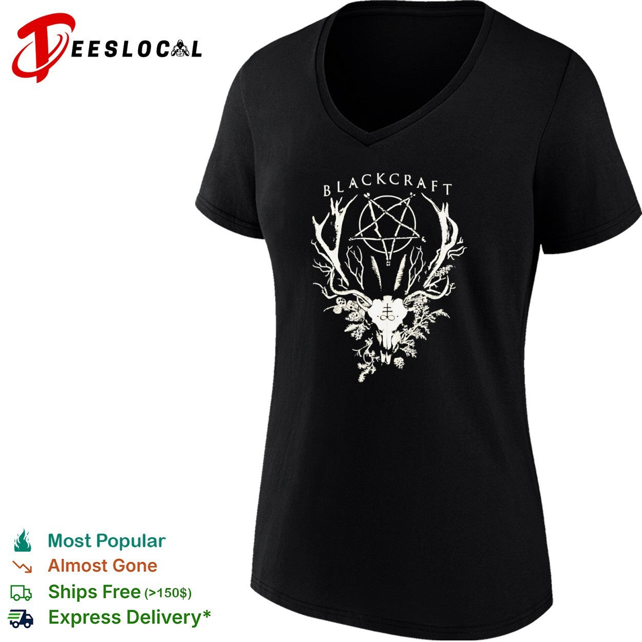 Blackcraft Pentagram Deer Skull Occult shirt