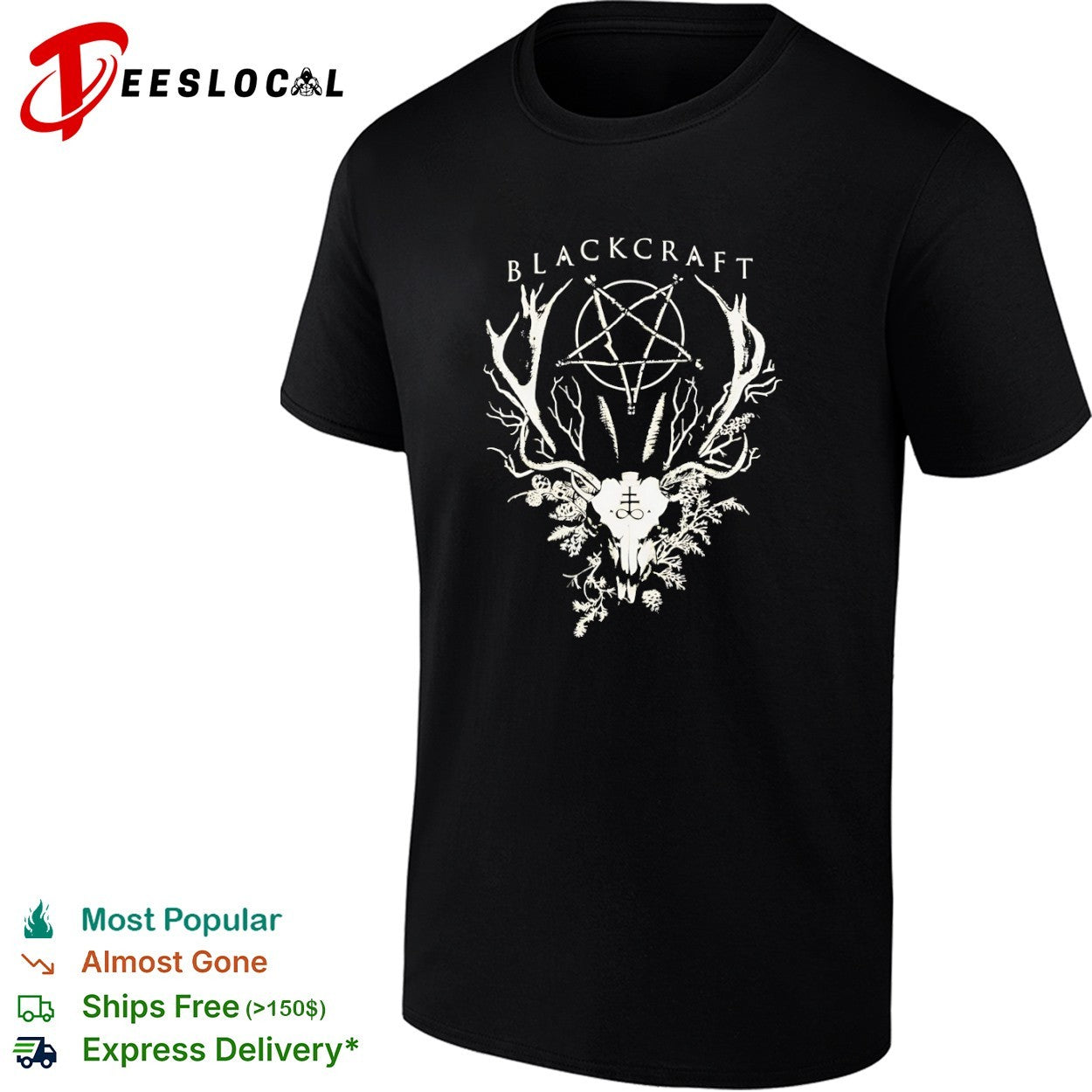 Blackcraft Pentagram Deer Skull Occult shirt