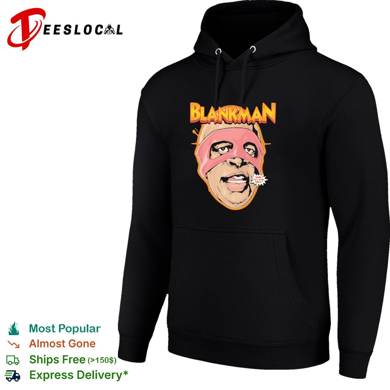 Blankman Crime Fighter face wearing mask look im a crime fighter parody shirt