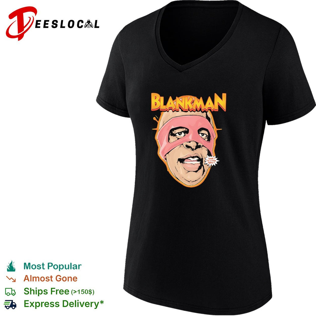 Blankman Crime Fighter face wearing mask look im a crime fighter parody shirt
