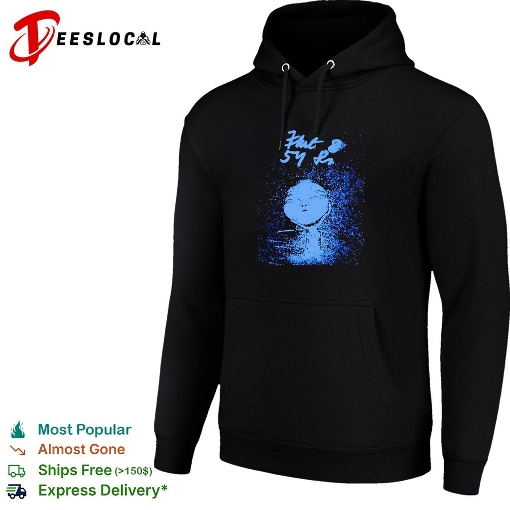 Blue alien grunge spray paint poster shirt