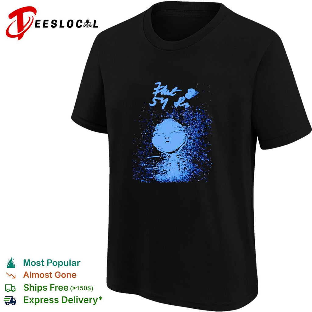 Blue alien grunge spray paint poster shirt