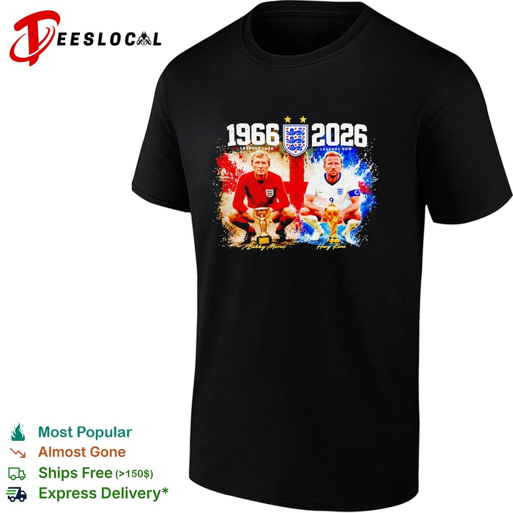 Bobby Moore and Harry Kane England Legends Then and Now 1966 2026 shirt