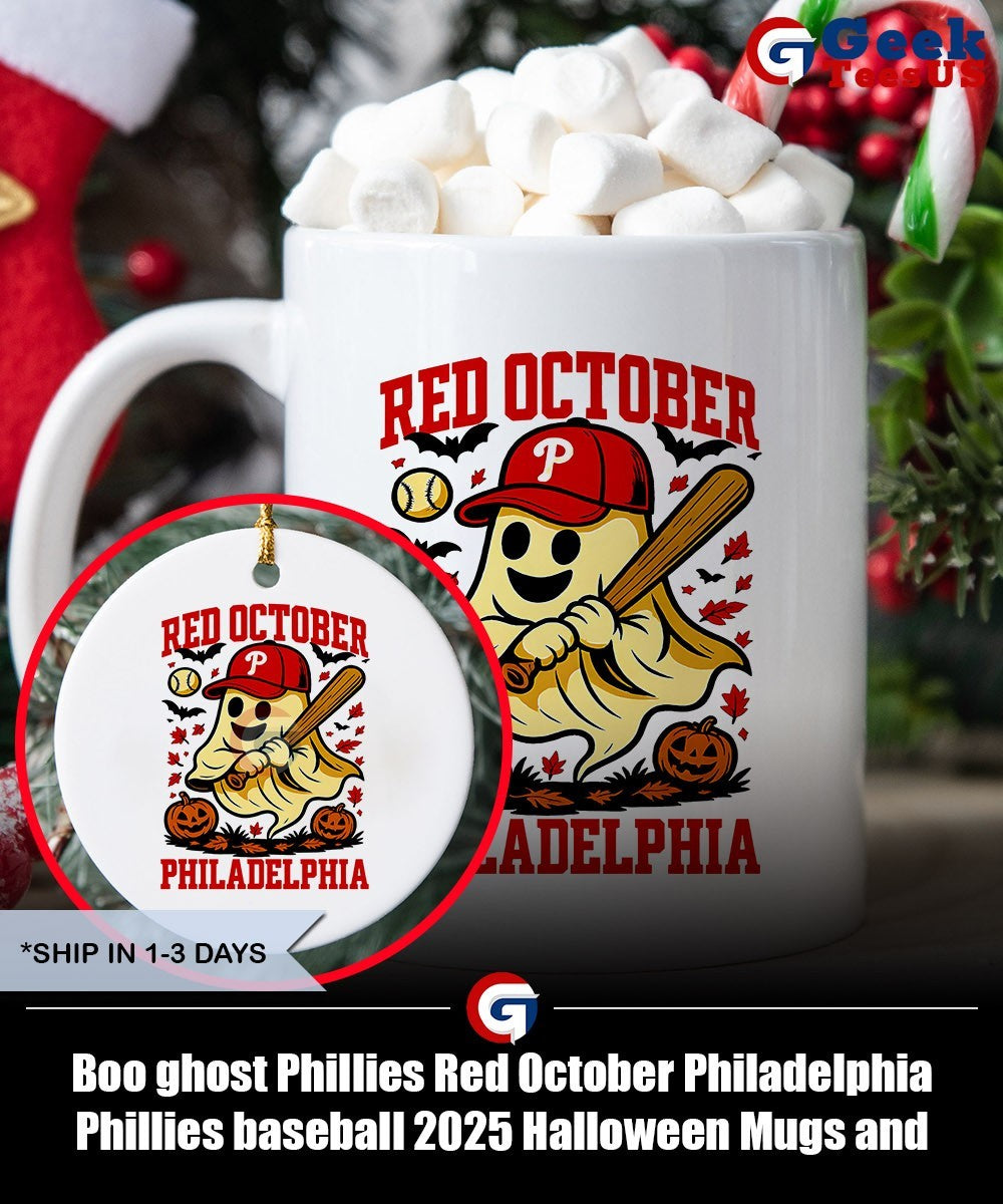 Boo ghost Phillies Red October Philadelphia Phillies baseball 2025 Halloween shirt