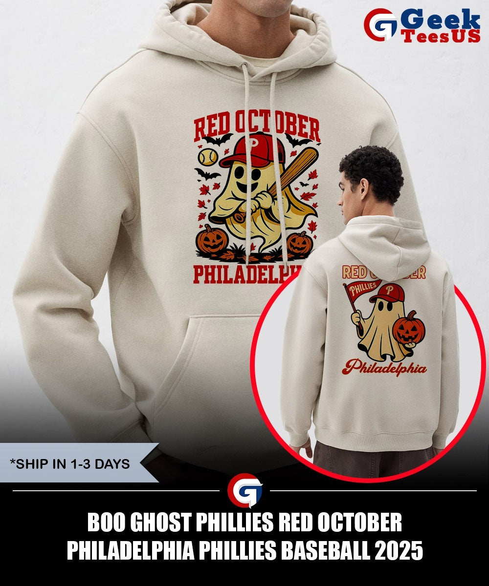 Boo ghost Phillies Red October Philadelphia Phillies baseball 2025 Halloween shirt