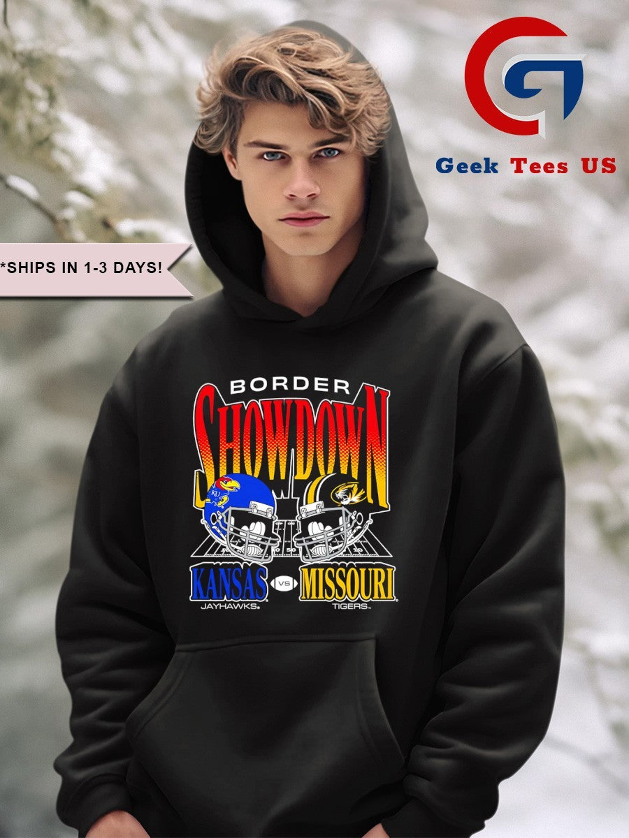 Border Showdown Missouri Tigers beat Kansas Jayhawks 2025 helmet shirt