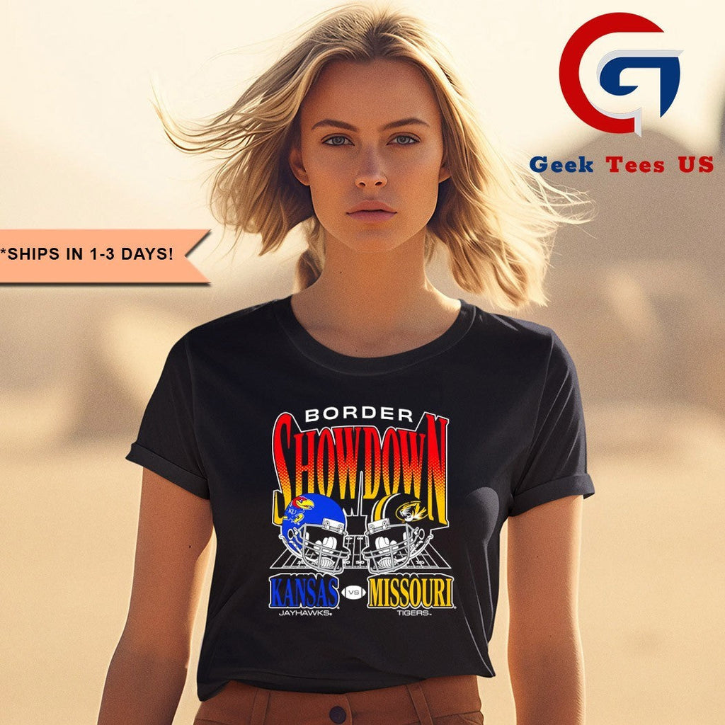 Border Showdown Missouri Tigers beat Kansas Jayhawks 2025 helmet shirt