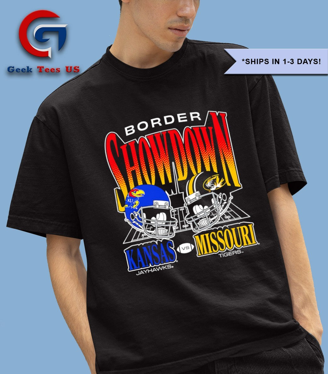 Border Showdown Missouri Tigers beat Kansas Jayhawks 2025 helmet shirt