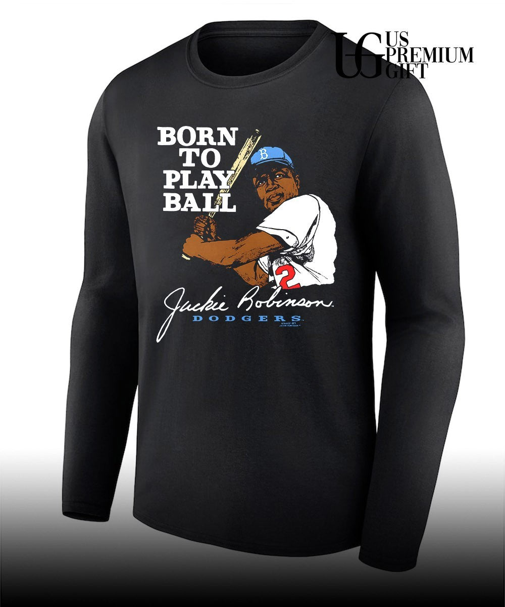 Born To Play Ball Jackie Robinson Blue Brooklyn Dodgers baseball signature shirt