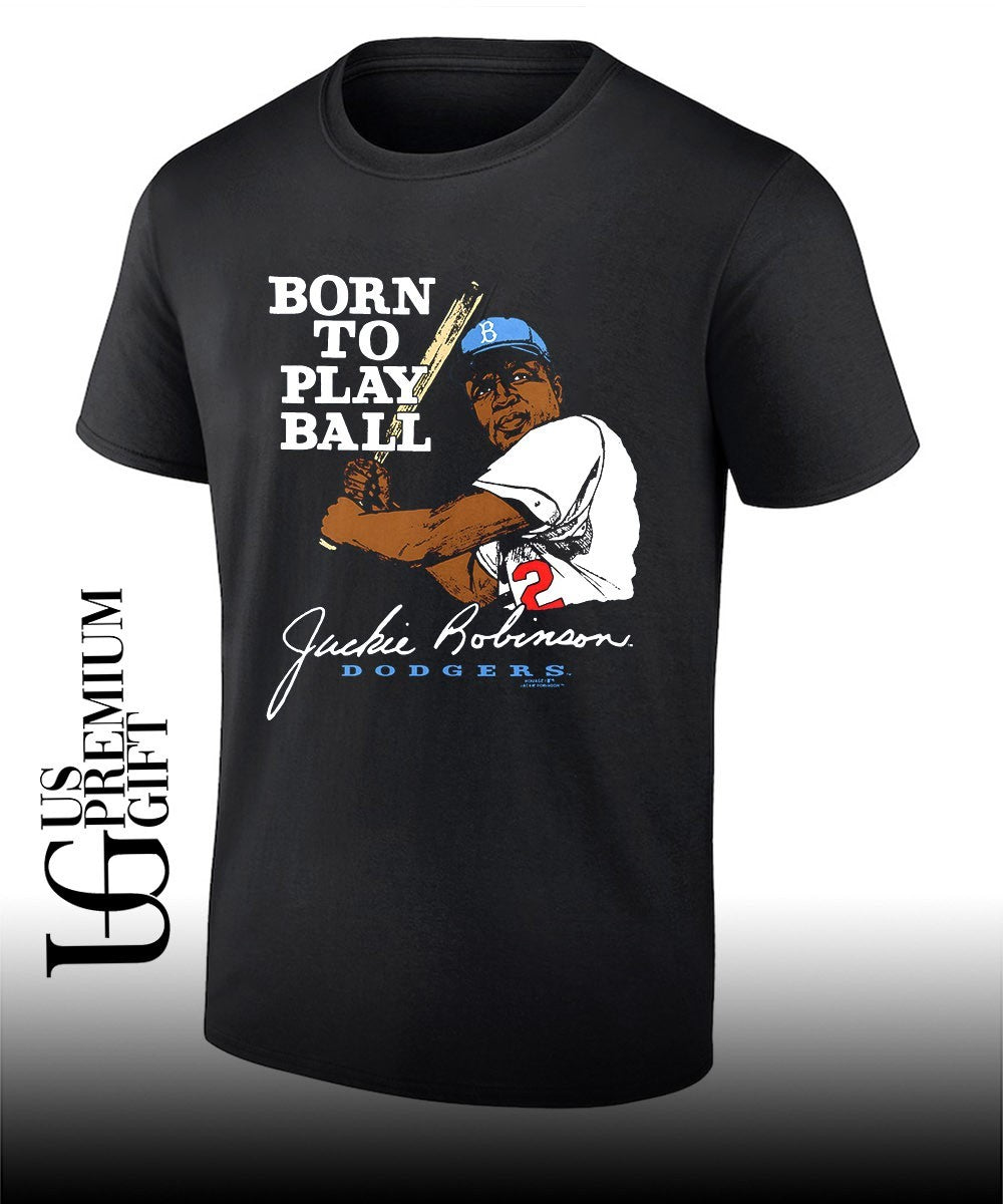 Born To Play Ball Jackie Robinson Blue Brooklyn Dodgers baseball signature shirt