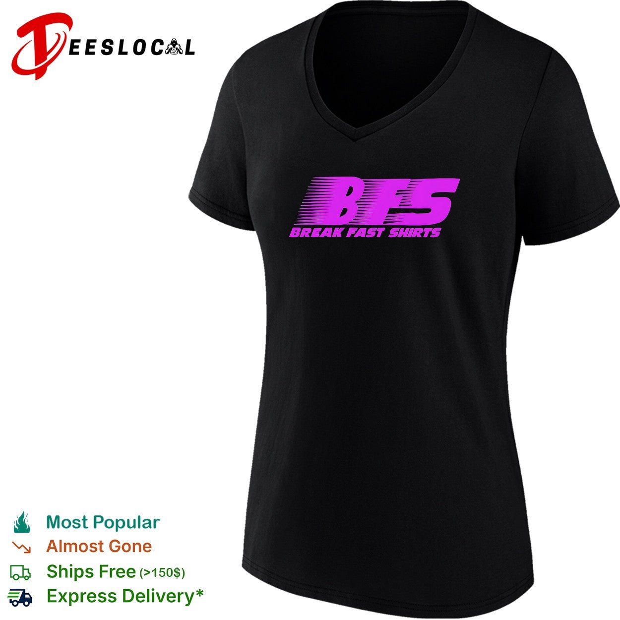 Break Fast Shirts BFS wordmark logo with motion speed lines background shirt