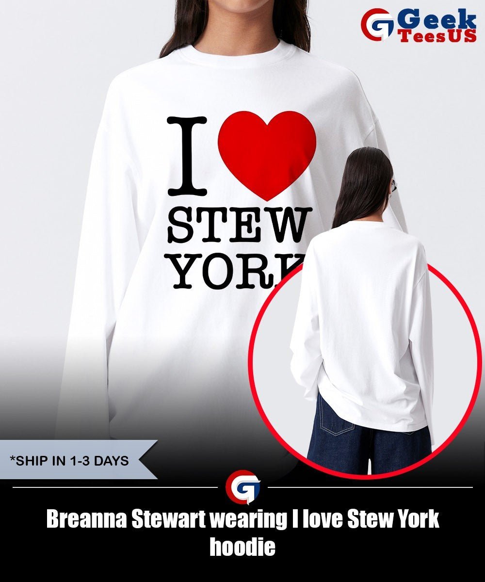 Breanna Stewart wearing I love Stew York shirt