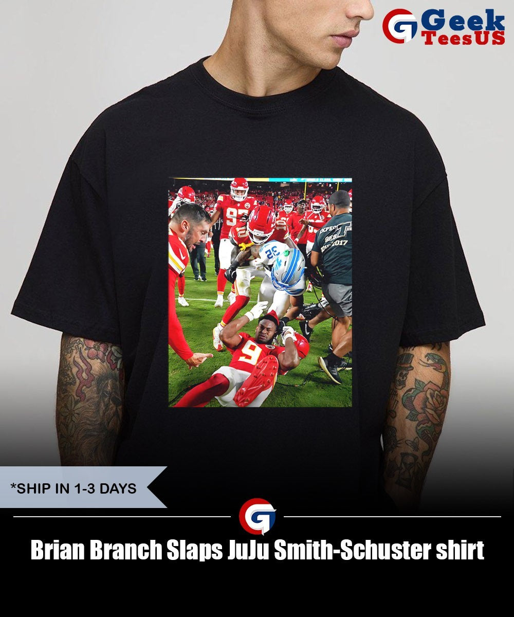 Brian Branch Slaps JuJu Smith-Schuster shirt
