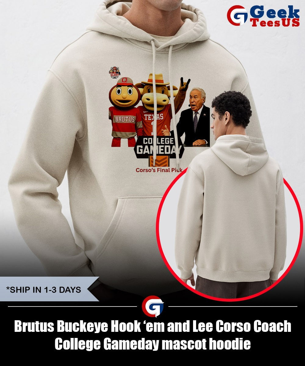 Brutus Buckeye Hook ’em and Lee Corso Coach College Gameday mascot shirt