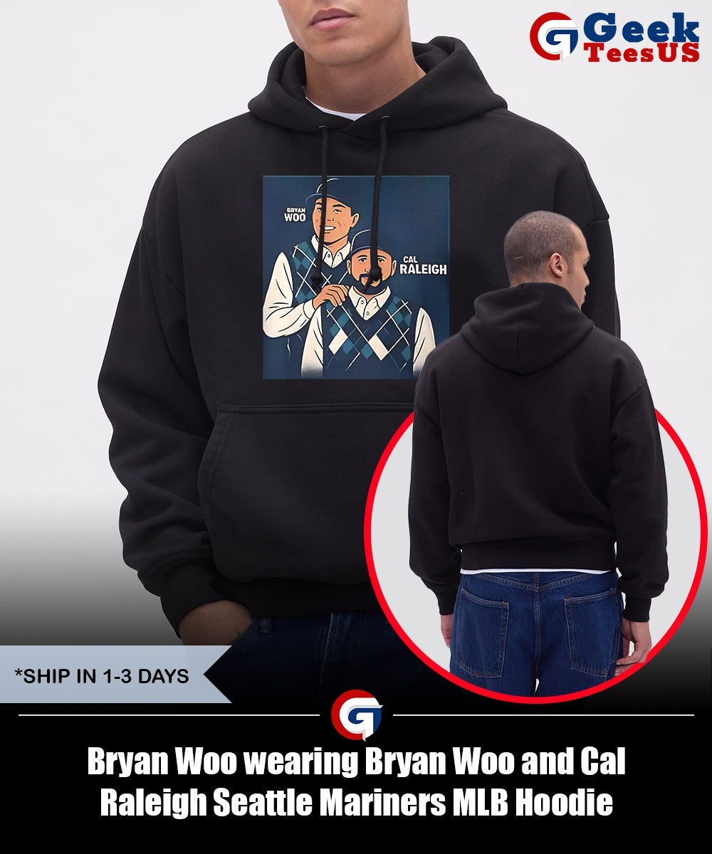 Bryan Woo wearing Bryan Woo and Cal Raleigh Seattle Mariners MLB shirt