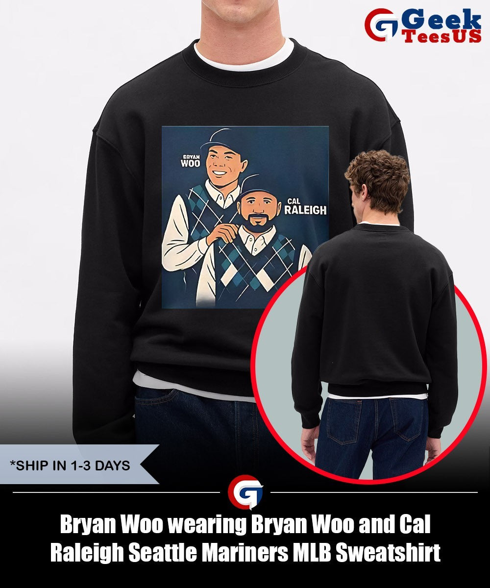 Bryan Woo wearing Bryan Woo and Cal Raleigh Seattle Mariners MLB shirt