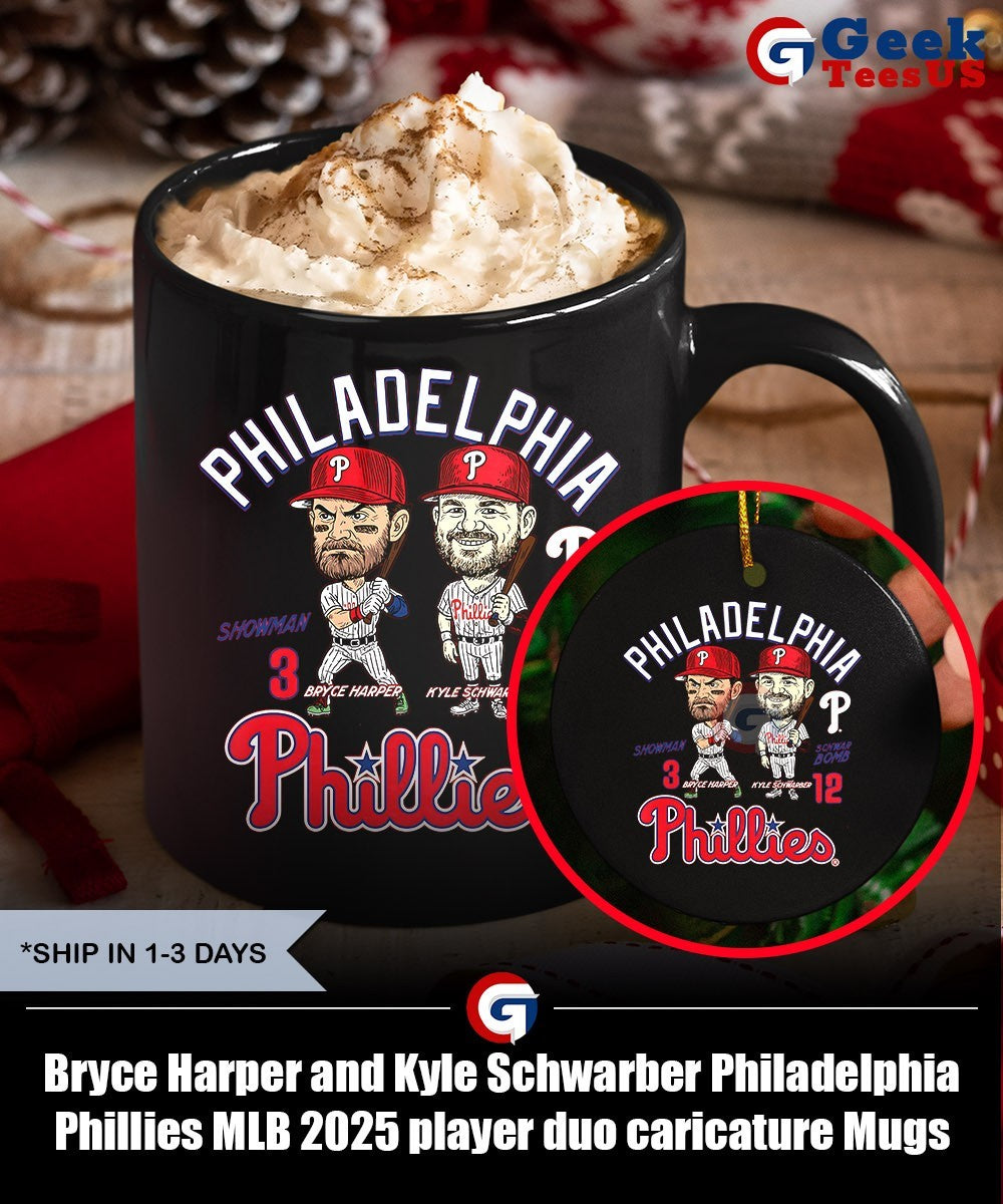 Bryce Harper and Kyle Schwarber Philadelphia Phillies MLB 2025 player duo caricature shirt