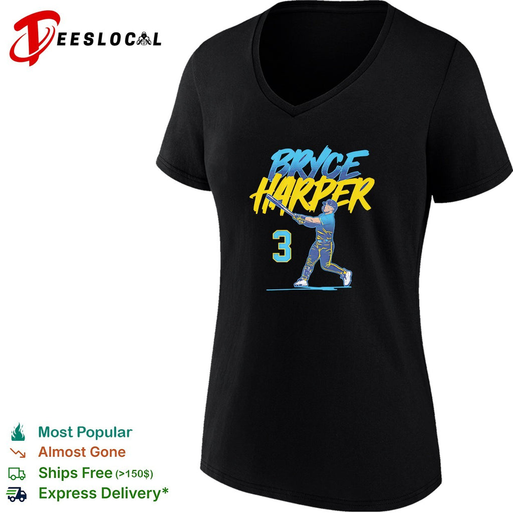 Bryce Harper number 3 Philadelphia Phillies slugger swing vintage shirt