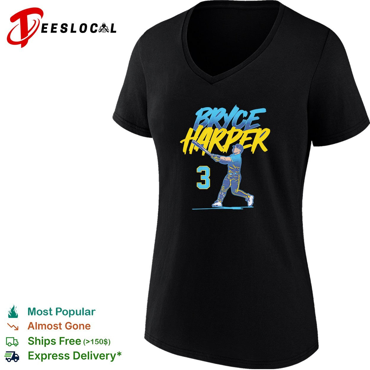 Bryce Harper number 3 Philadelphia Phillies slugger swing vintage shirt