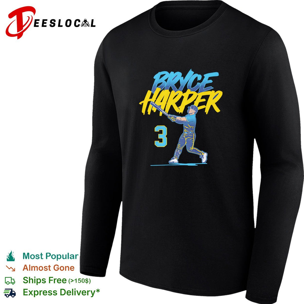 Bryce Harper number 3 Philadelphia Phillies slugger swing vintage shirt