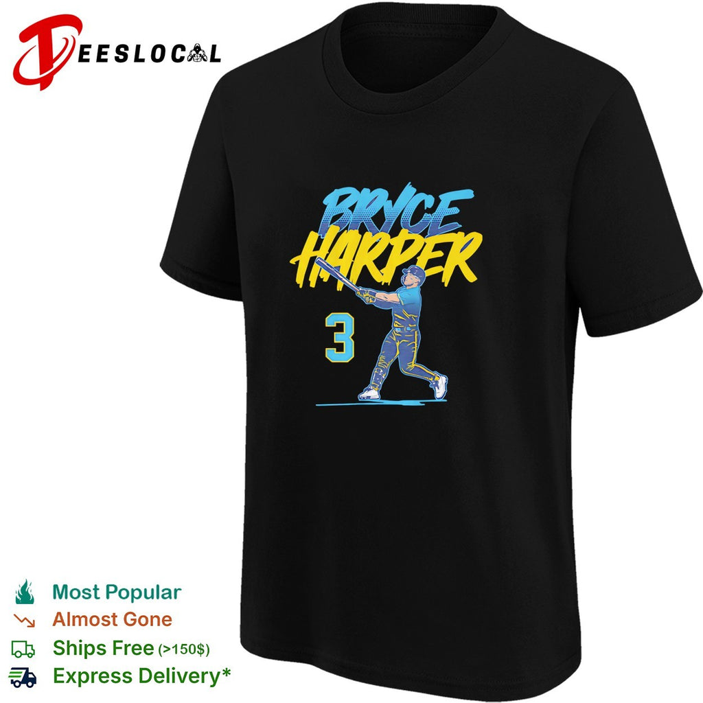 Bryce Harper number 3 Philadelphia Phillies slugger swing vintage shirt