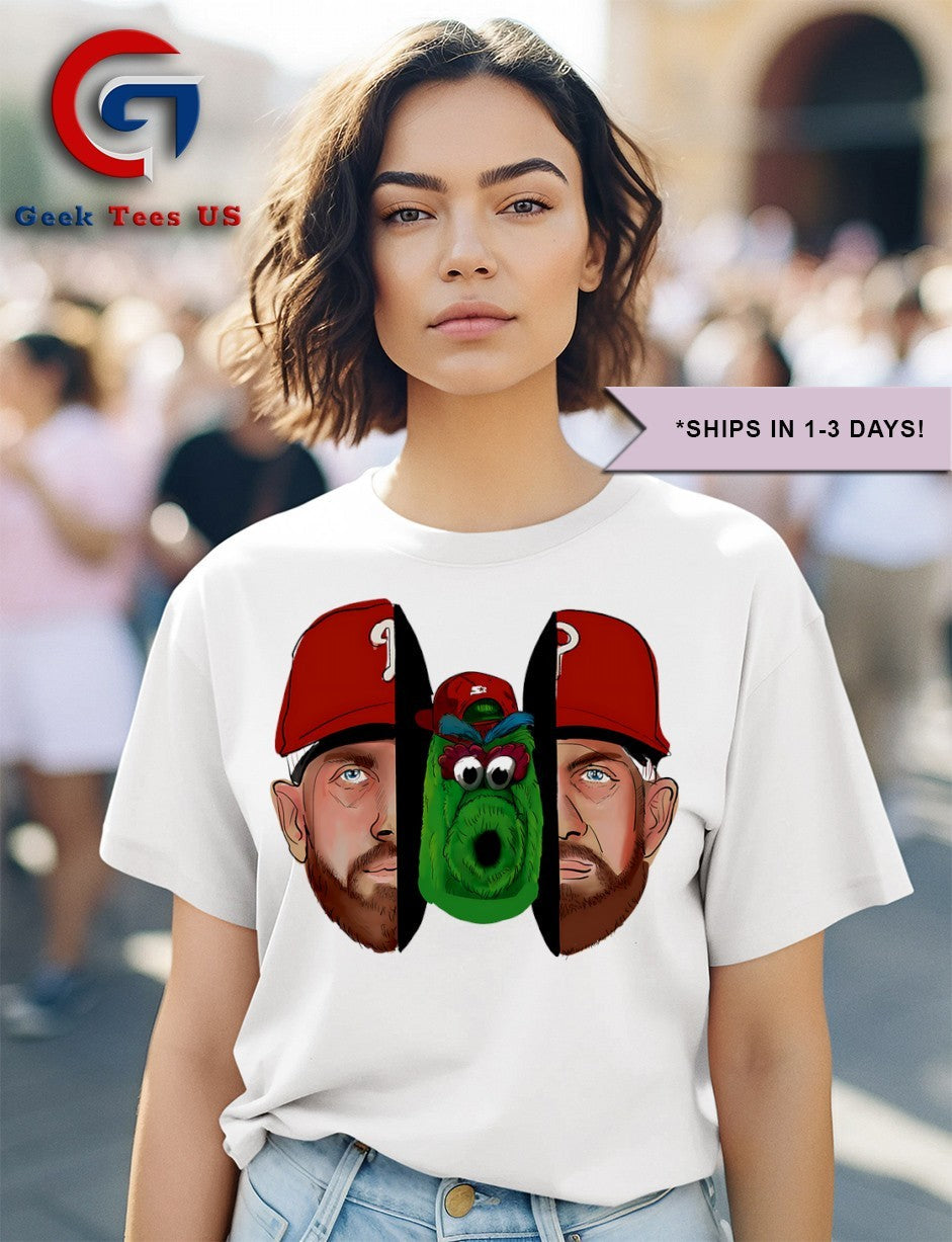 Bryce Harper split face Phillie Phanatic shirt