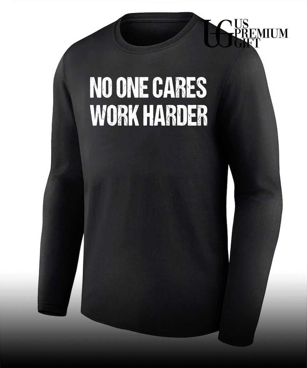Bryson DeChambeau wearing No One Cares Work Harder shirt