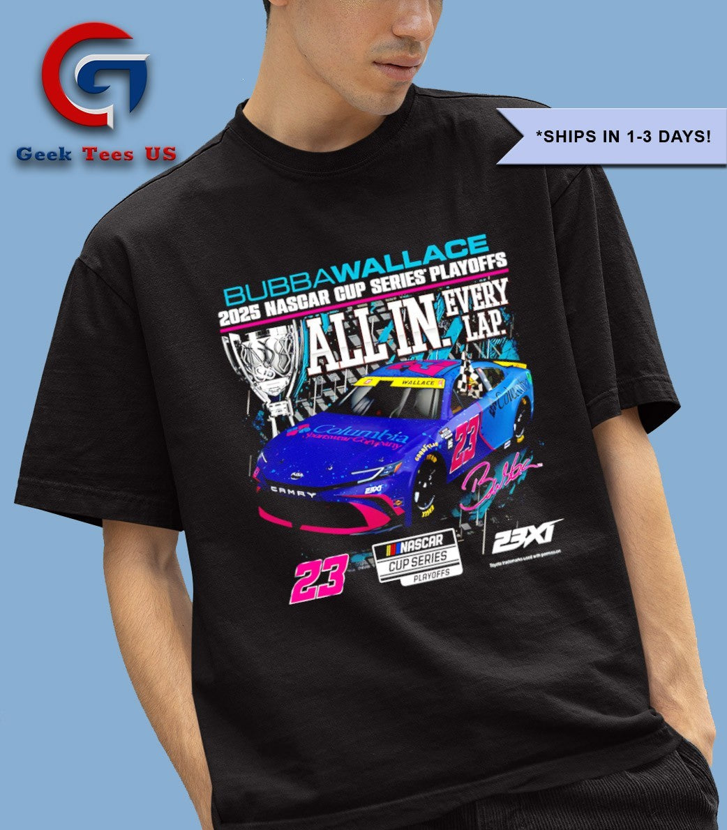 Bubba Wallace 23XI Racing 2025 NASCAR Cup Series Playoffs Columbia graphic shirt