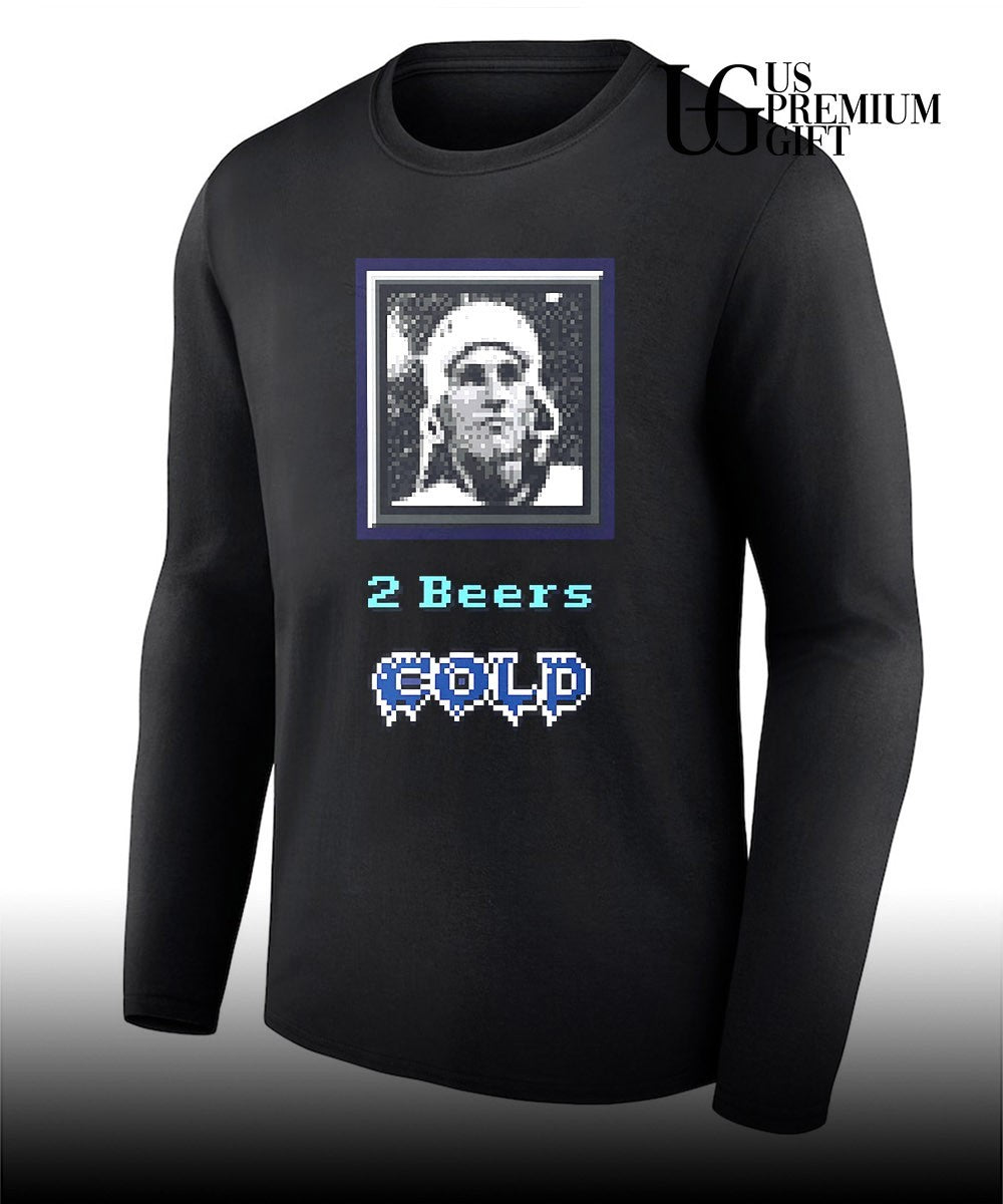 Bud Grant Minnesota Vikings iconic coach pixel portrait 2 beers cold shirt