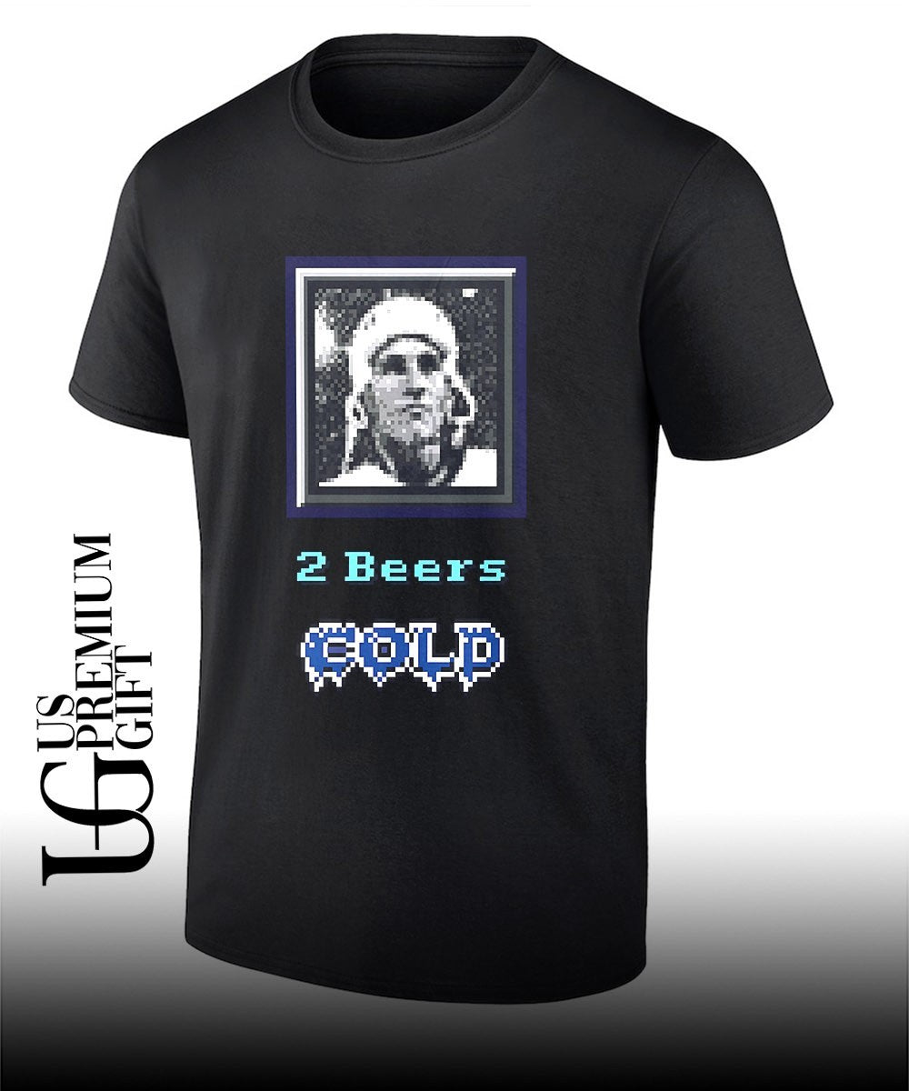Bud Grant Minnesota Vikings iconic coach pixel portrait 2 beers cold shirt