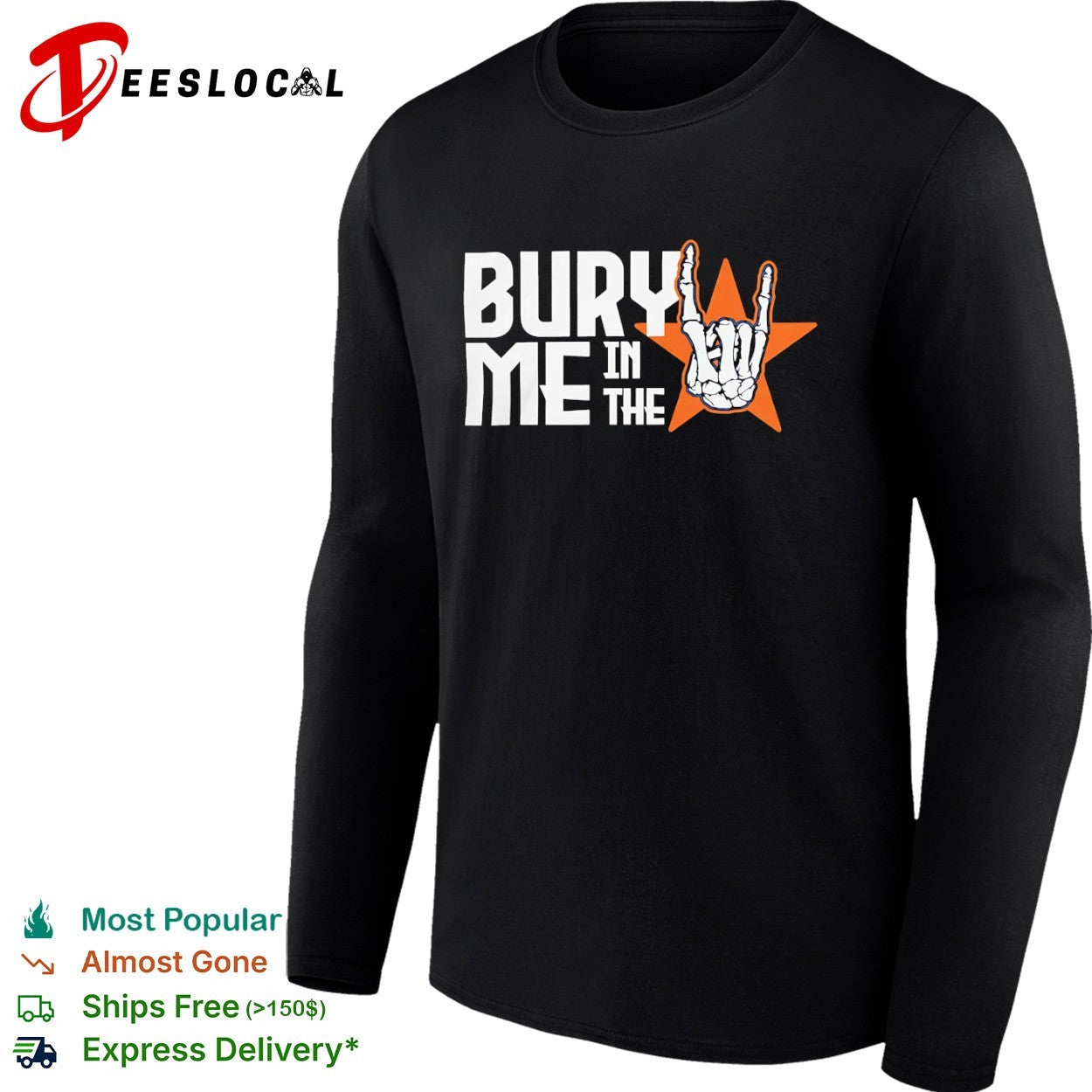 Bury Me in the Houston Astros Skeleton Hand shirt