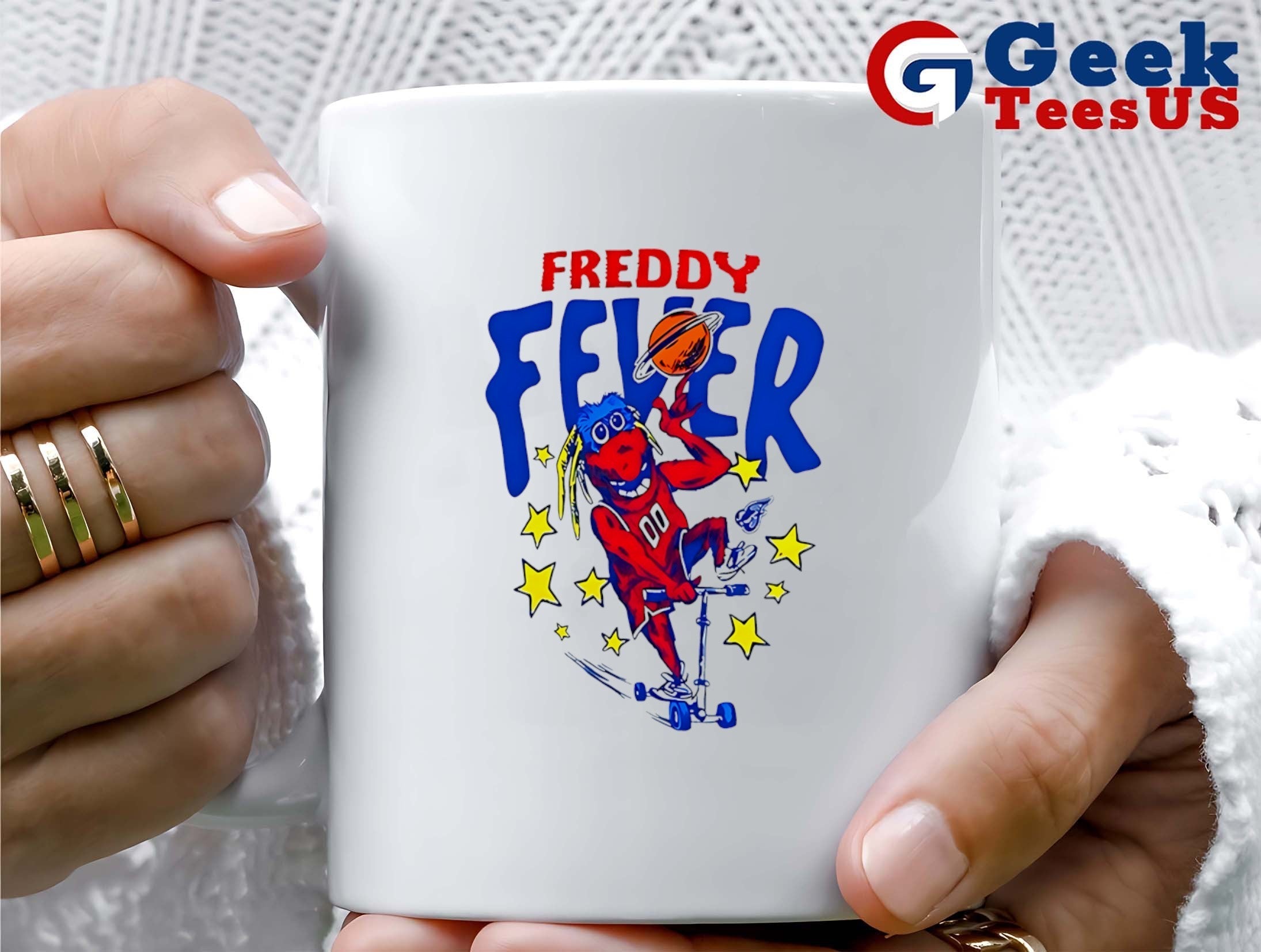Caitlin Clark wearing Freddy Fever mascot shirt