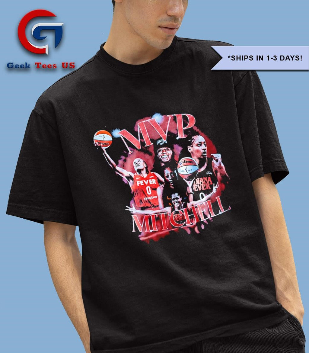 Caitlin Clark wearing Kelsey Mitchell for MVP shirt