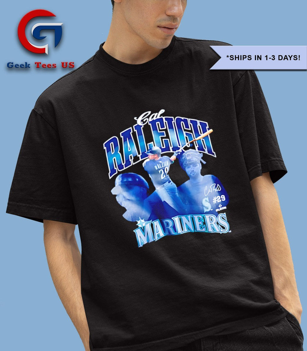 Cal Raleigh 29 player Seattle Mariners MLB Catcher Home Run Record signature shirt