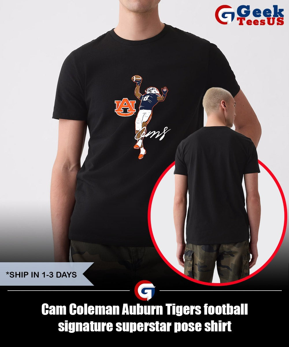 Cam Coleman Auburn Tigers football signature superstar pose shirt